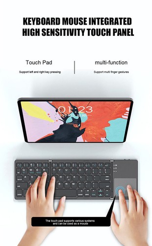 Mini Bluetooth Wireless Foldable Keyboard B033 Three Folding Portable Touchpad - Picture 9 of 24