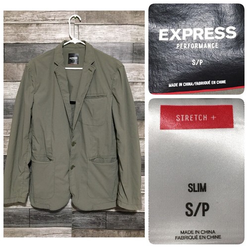 Express Slim Fit Performance Blazer Sz S Gray Green Stretch Nylon Blend (Read)L6