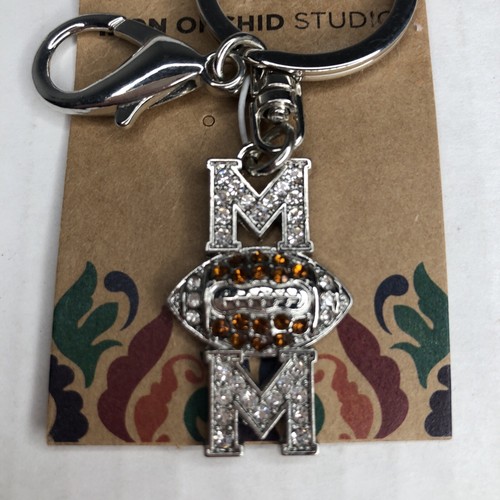 Portachiavi calcio mamma tono argento strass glitter argento marrone sport nuovo - Foto 2 di 6