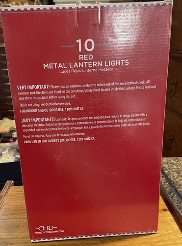 NIB Holiday time 10 red metal lantern Christmas light set #1 - Foto 3 di 3