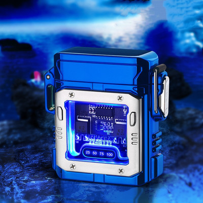 New Metal Transparent Shell Electronic Pulse Waterproof Lighter Digital