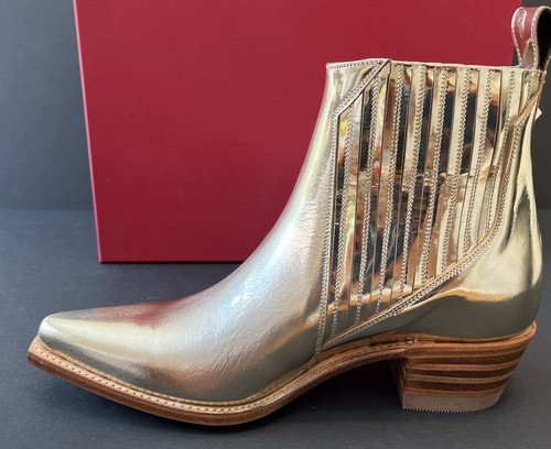 Valentino Garavani Metallic Platinum Western Rockstud Heel Ankle Boots NIB Sz 37 - Picture 5 of 12
