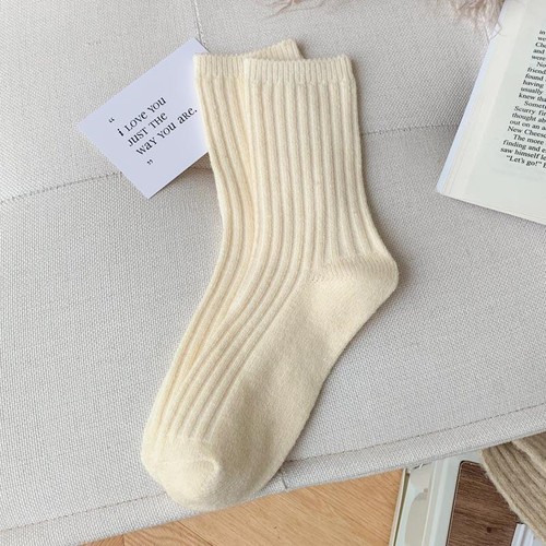 Womens Wool Cashmere Lady Thick Winter Socks Warm Soft Solid Color Casual Socks - Picture 13 of 21