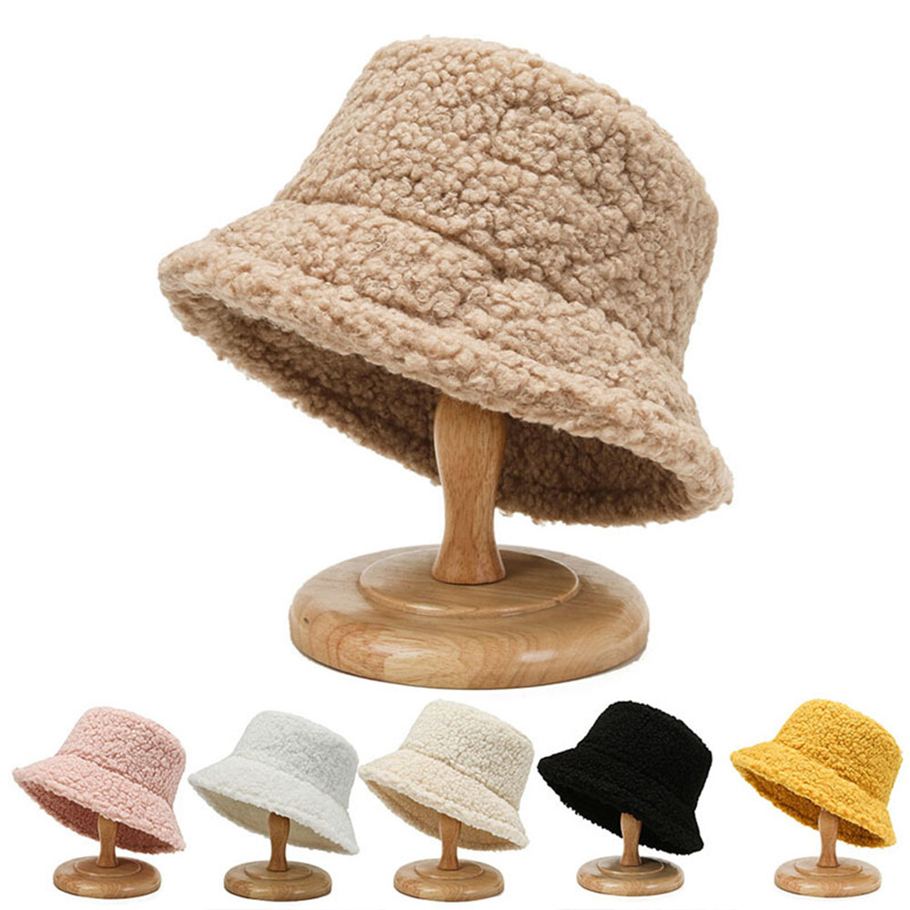 Faux Fur Bucket Hat for Women, Fluffy Plush Fisherman Cap FASUND Winter Plush Bucket Hat for Women Warm Soft Faux Fur  main image 4