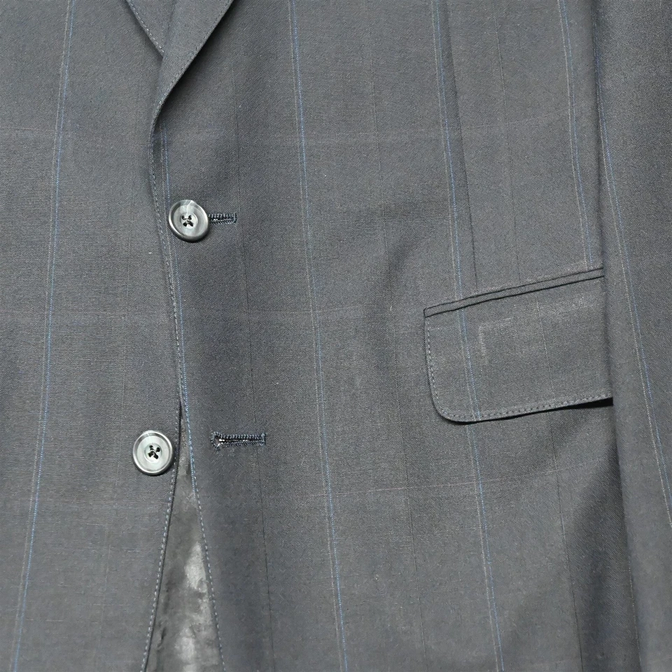 Blazer Traje Chaqueta Abrigo Deportivo De Colección Corbin 40R Azul Marino Rayas Hecho en EE. UU. 100% Lana Foto 3 de 4
