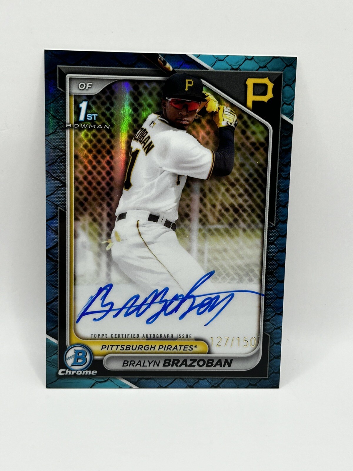 2024 Bowman Chrome Bralyn Brazoban Auto Reptilian Blue Refractor /150 1st Bowman