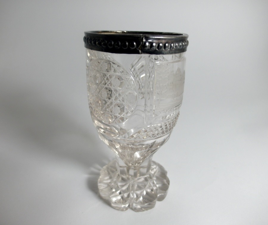 Details zu Glas Becher, FRANKENBERG, Silbermontur, um 1840 – 1850 AL40 2022 Sofortige Lieferung