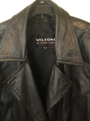 WILSONS The Leather Experts BLACK Leather Jacket w/Belt No Liner