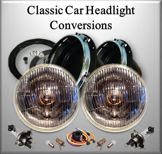 Kit de faros y cuencos de montaje clásicos Triumph Domed 7" de conversión halógena Foto 2 de 3