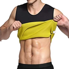 Mens Sauna Suit Heat Trapping Shirt Sweat Vest Workout Waist Trainer Shaper Tops