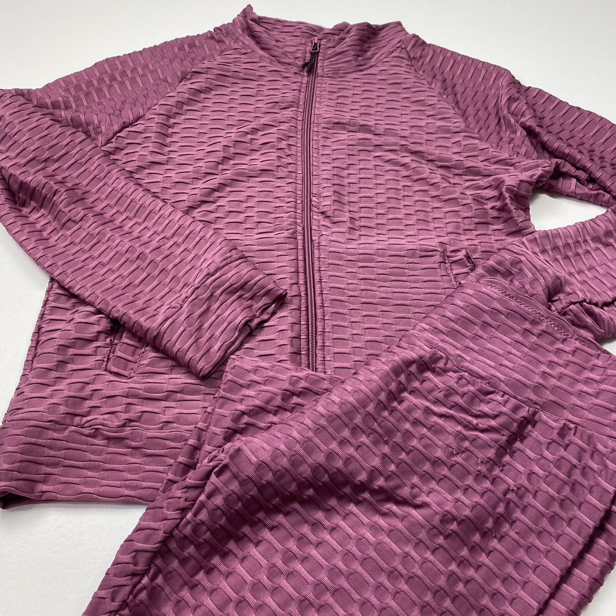 SY Fashion Purple Piece Basket Weave Textured Lounge Suit Size
