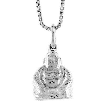 Sterling Silver Fat Buddha Hotei Pendant Charm 1/2''