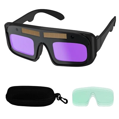 TRQWH Auto Darkening Welding Glasses True Color Solar Safety Goggles PC Lens