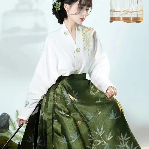 Original HanfuSkirt Chinese Mamianqun Ming Dynasty Weaving Gold Horse Face Skirt - Bild 24 von 28