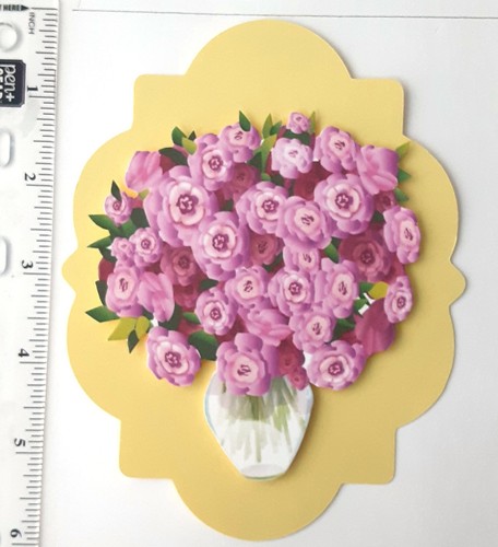 Lillies Roses Flowers Vase Dimensional Card Front Scrapbook Embellishment 768 - Picture 4 of 4