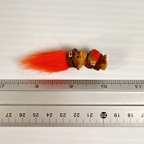 Vintage Mini Russ Troll bambola pellegrino che tiene capelli di zucca Ringraziamento - Foto 6 di 6