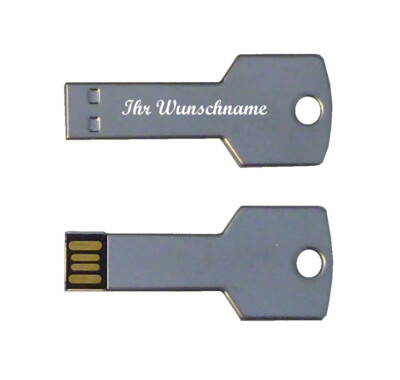USB-Stick ''Key'' mit Namensgravur - 4GB - aus Edelstahl - Farbe: silber