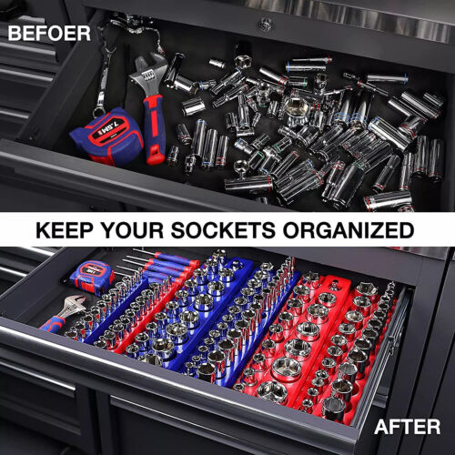 3PCS Magnetic Socket Organizer Storage Holder Tool 1/4" 3/8" & 1/2" Drive Metric - Picture 13 of 14