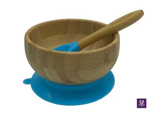 Baby Bamboo Suction Bowl Spoon Set Feeding Suction Plate Stay Put Feeding - Picture 12 of 17