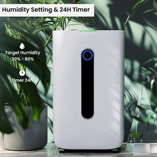 Large Air Dehumidifier 25L/Day Air Purify Home Dryer w/ Drain Hose LED Light