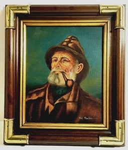 Authenticated Framed Signed Oil Canvas Painting Kip Standers Sea Captain Pipe Ebay