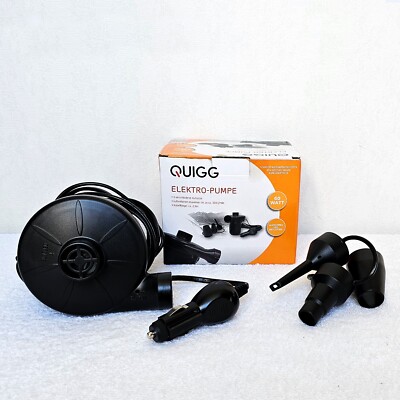 Quigg Elektro Pumpe zum aufpumpen & entlüften   + 3 Aufsätze   200 l/min   NEU