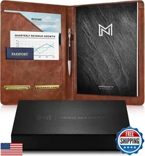Nero Manetti - Leather Portfolio Folder - Business PU Leather Notepad Holder 