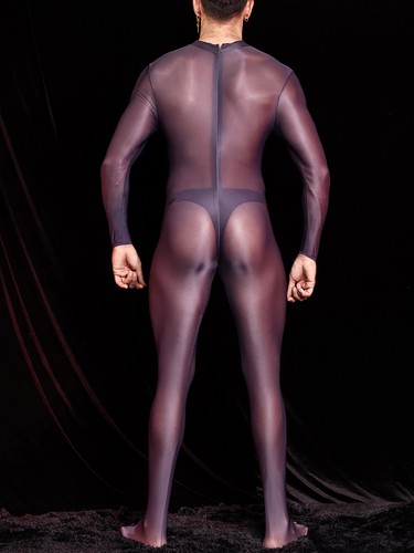 Men's See Through Smooth Bodystockings Stretchy Long Sleeve Full-body AU - Picture 33 of 46