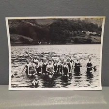 Vintage Curiosity Photo Braving The UK Cold Water Lake Fun UK History British
