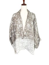 Marla Wynne Jacket Sz L Oversize Drapey Taupe Kimono Tapestry Jacquard Lagenlook