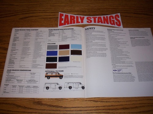 1985 FORD ECONOLINE VAN CLUB WAGON UNCIRCULATED ORIGINAL CAR SALES BROCHURE - Picture 8 of 9