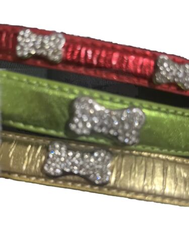 Dog Collar Luxury Bone Studded Beaded M S