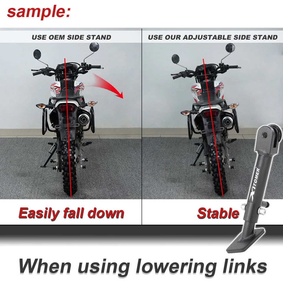 Soporte lateral ajustable de acero para motocicleta Honda NC700X 2012-2020 Foto 3 de 4
