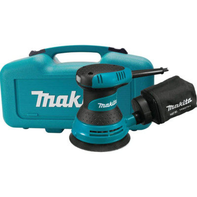 3 Amp 5in Corded Palm Grip Random Orbital Sander with Dust Bag Hard Case Blue