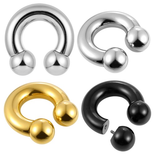 8G-00G Large Gauge Steel Horseshoe Circular Barbell Septum Nose Ring Piercing AU - Picture 6 of 17