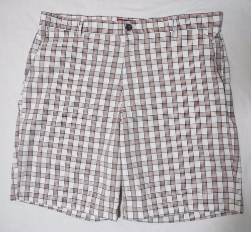 Chaps Golf Shorts Orange Black Tan Striped Plaid Mens Waist 38  - Foto 1 di 5