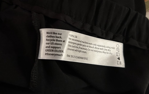 Eileen Fisher Black Silk Georgette Crepe Wide leg Pants~Need hemmed~Large - Picture 3 of 5