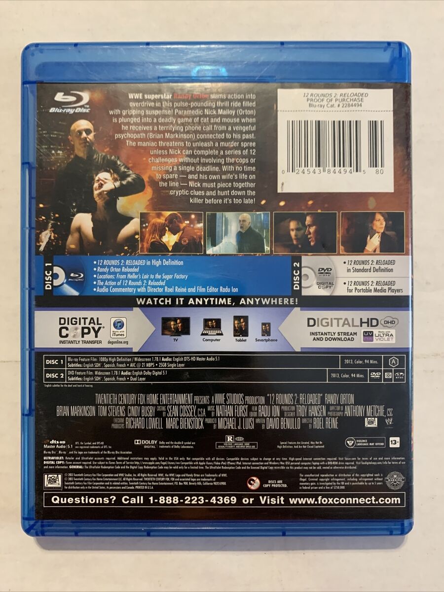 12 Rounds 2: Reloaded Blu-ray & DVD 2-Disc Set action movie Randy Orton  NEW! 24543844945