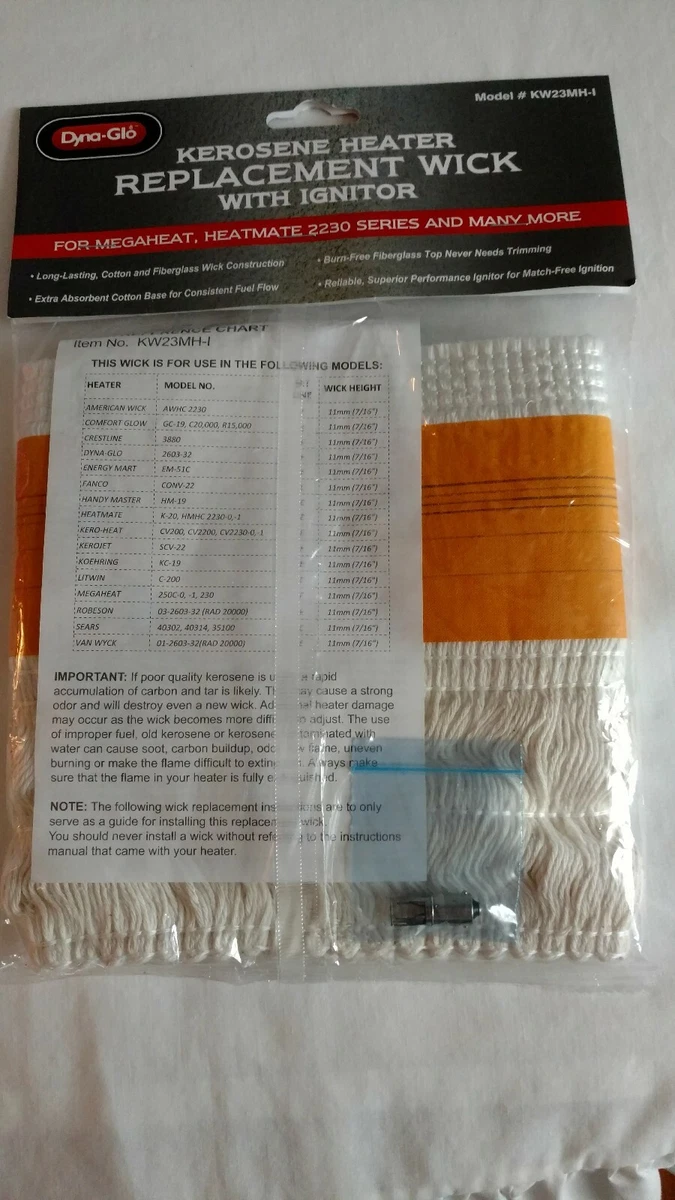 Dyna-Glo Kerosene Heater Replacement Wick With Ignitor KW23MH-I Absorbent  NEW | eBay