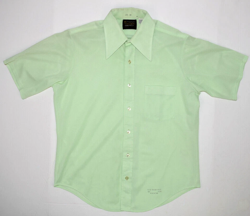 Camisa Towncraft Vintage Talla M/L Años 70 1 Bolsillo Pálido Aguacate Cobín Especial Foto 2 de 4