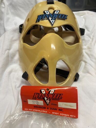 60er Jahre Winnwell Goalie Maske - Modell 29 - Vintage selten geöffnet - schwarze Träger - Bild 2 von 4