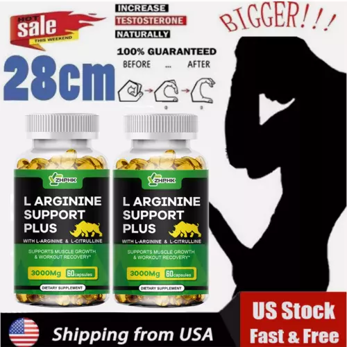 L-Arginine 120 Nitric Oxide, Testosterone Booster, Energy Support Capsule 3000mg