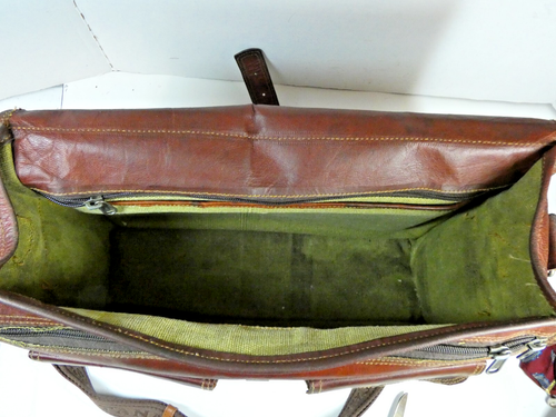 Vintage Leather Carry On Laptop Case Messenger Satchel Shoulder Briefcase 15x12 - Picture 5 of 11