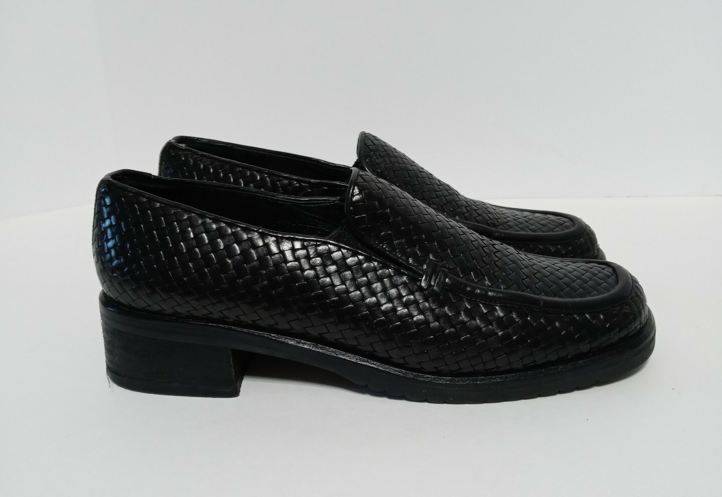 Mezlan Black Woven Leather Loafers Mens 