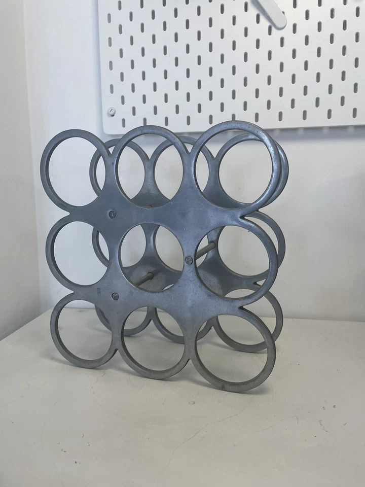 PORTABOTTIGLIE VINTAGE ALLUMINIO DESIGN CANTINETTA 9 POSTI VINO CANTINA - Immagine 2 di 4