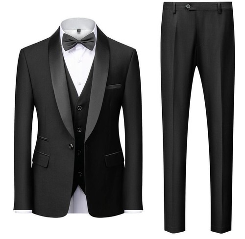 Nuevo traje blazer + pantalones + chaleco formal con bolsillos ajustados de negocios de 3 piezas para hombre - Imagen 11 de 15