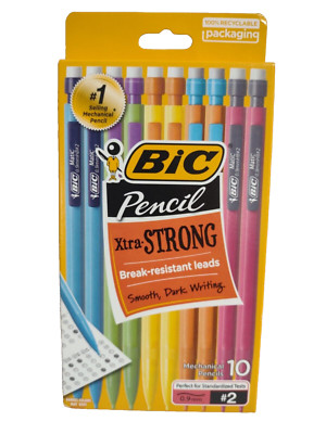 NIB Xtra-Strong Mechanical Pencil, Colorful Barrel, Thick Point (0.9mm), 10-Ct