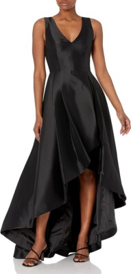 high low a-line dress Jacquard Print High Low Gown by Rachel Allan 70928 Navy Multi / 8 main image 1