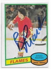 BRAD MARSH Autographed Signed 1980-81 OPC ROOKIE card Calgary Flames Flyers