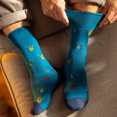 RHS Gentle Grip Herren Socken – 3-Pack, Weiche Baumwolle, Botanisches Design, Größe 39–45